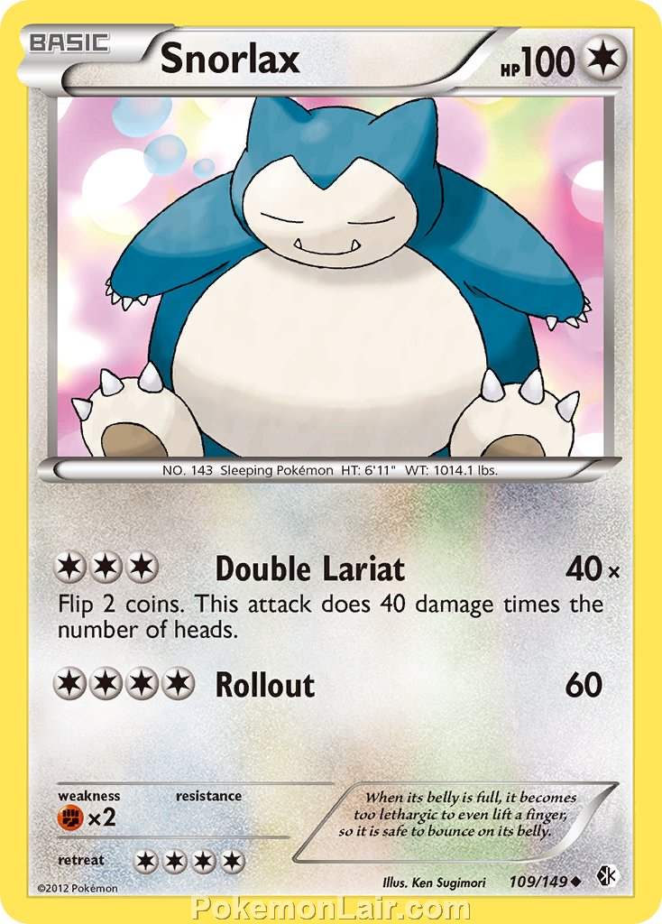 2012 Pokemon Trading Card Game Boundaries Crossed Price List – 109 Snorlax