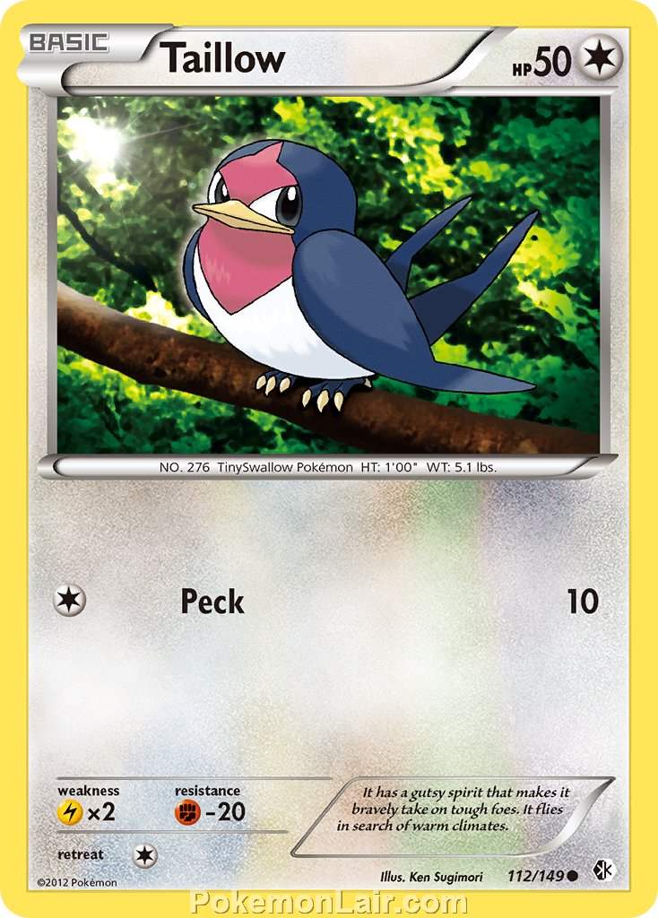 2012 Pokemon Trading Card Game Boundaries Crossed Price List – 112 Taillow