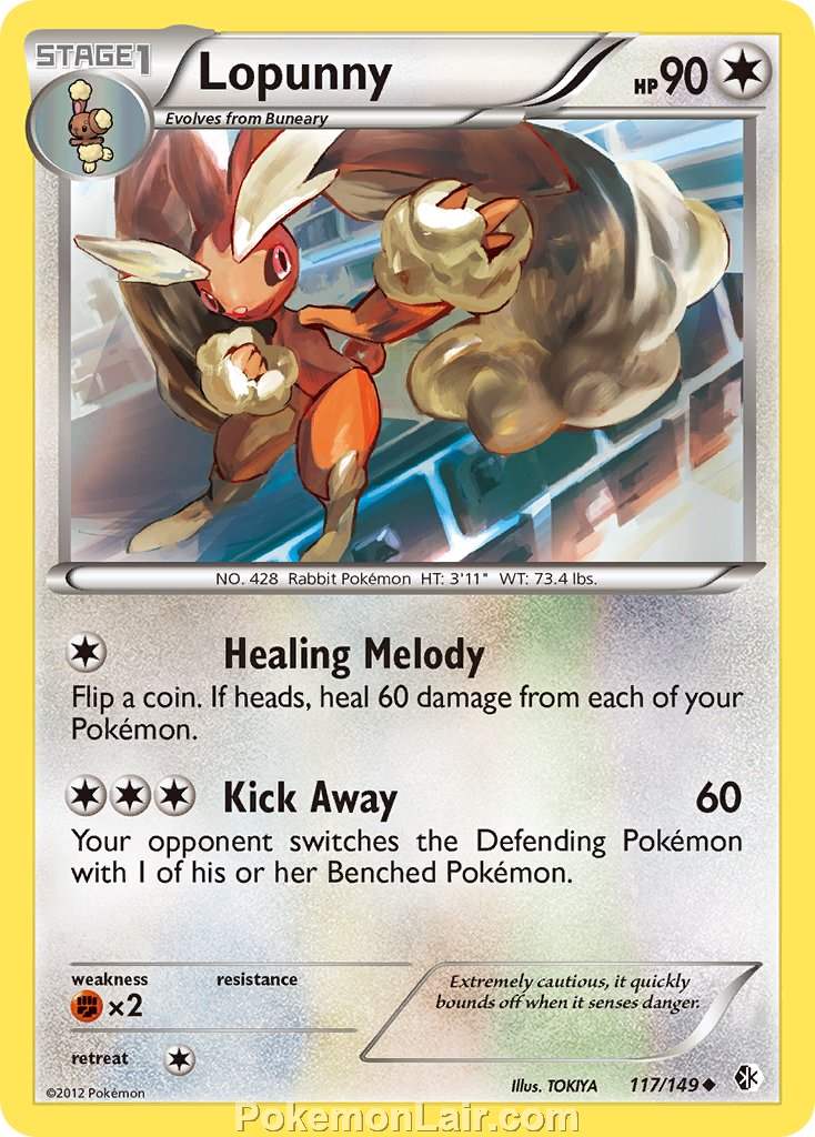 2012 Pokemon Trading Card Game Boundaries Crossed Price List – 117 Lopunny