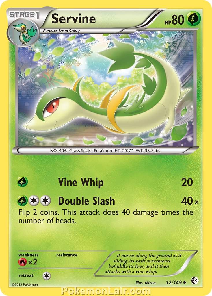 2012 Pokemon Trading Card Game Boundaries Crossed Price List – 12 Servine