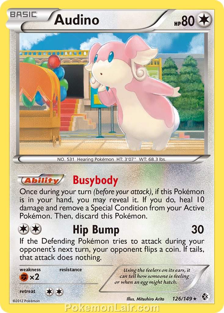 2012 Pokemon Trading Card Game Boundaries Crossed Price List – 126 Audino