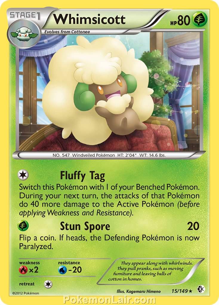 2012 Pokemon Trading Card Game Boundaries Crossed Price List – 15 Whimsicott