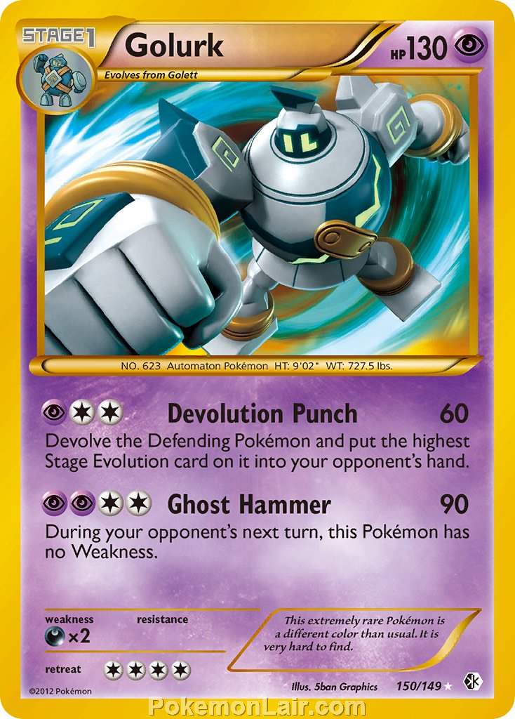 2012 Pokemon Trading Card Game Boundaries Crossed Price List – 150 Golurk