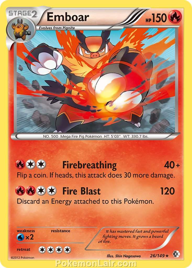 2012 Pokemon Trading Card Game Boundaries Crossed Price List – 26 Emboar