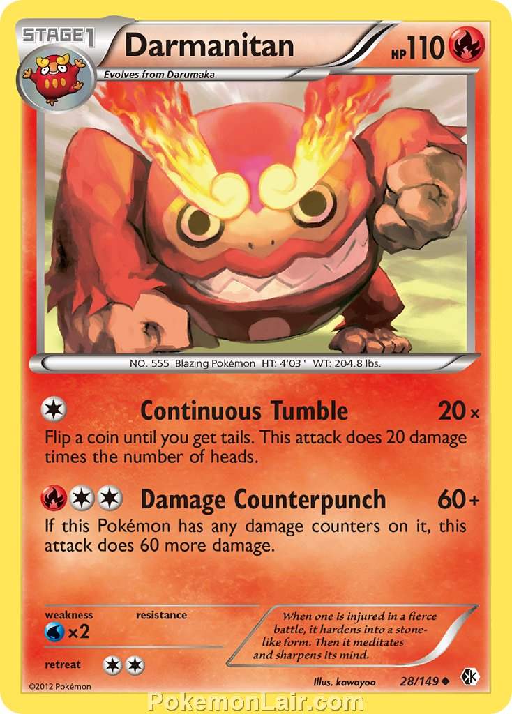 2012 Pokemon Trading Card Game Boundaries Crossed Price List – 28 Darmanitan