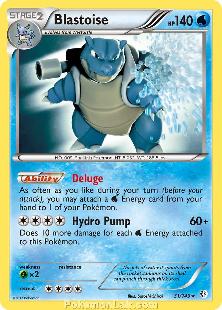 2012 Pokemon Trading Card Game Boundaries Crossed Price List – 31 Blastoise