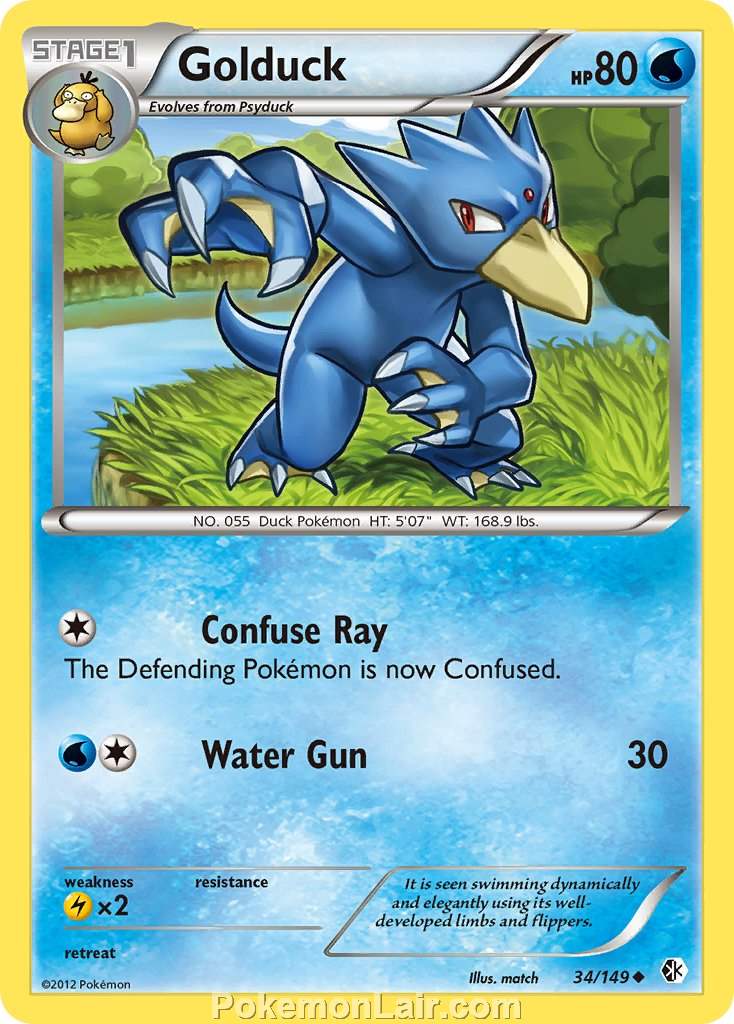 2012 Pokemon Trading Card Game Boundaries Crossed Price List – 34 Golduck