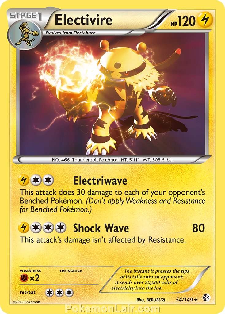 2012 Pokemon Trading Card Game Boundaries Crossed Price List – 54 Electivire