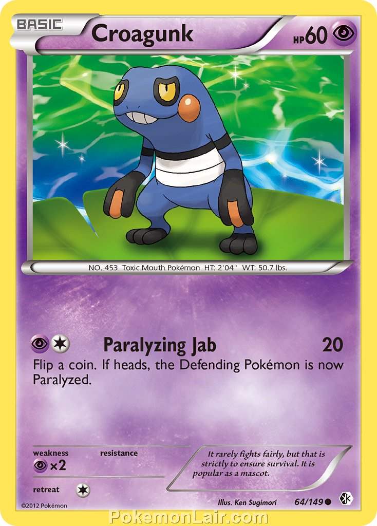 2012 Pokemon Trading Card Game Boundaries Crossed Price List – 64 Croagunk