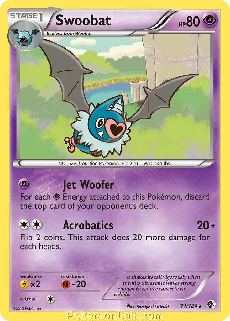 2012 Pokemon Trading Card Game Boundaries Crossed Price List – 71 Swoobat