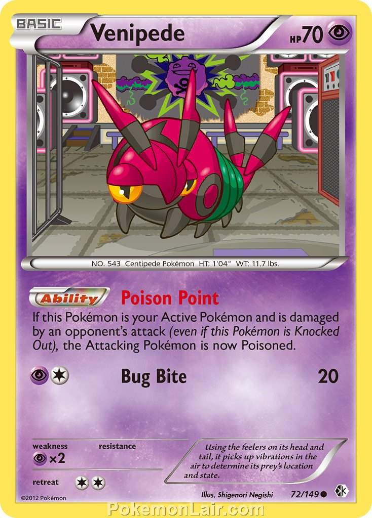 2012 Pokemon Trading Card Game Boundaries Crossed Price List – 72 Venipede