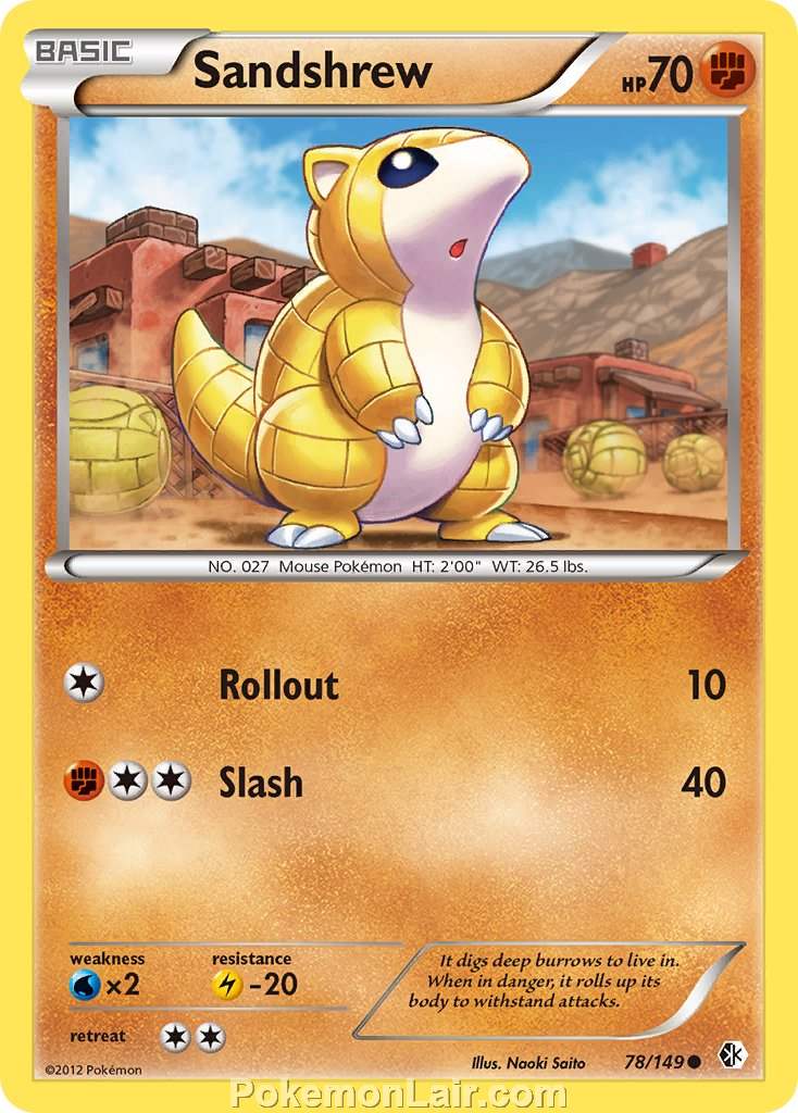 2012 Pokemon Trading Card Game Boundaries Crossed Price List – 78 Sandshrew