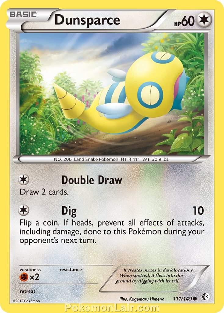 2012 Pokemon Trading Card Game Boundaries Crossed Set – 111 Dunsparce