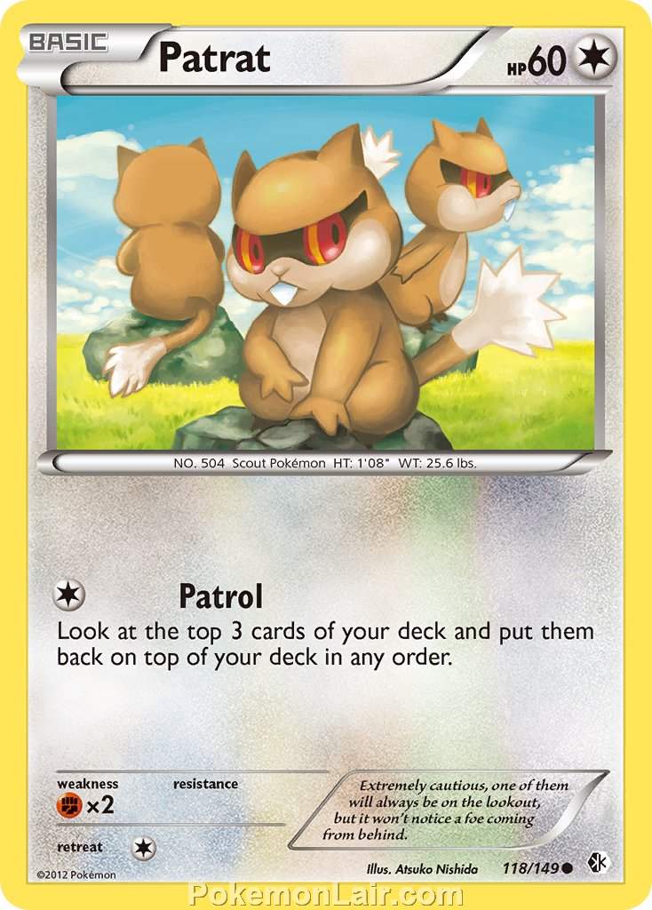 2012 Pokemon Trading Card Game Boundaries Crossed Set – 118 Patrat