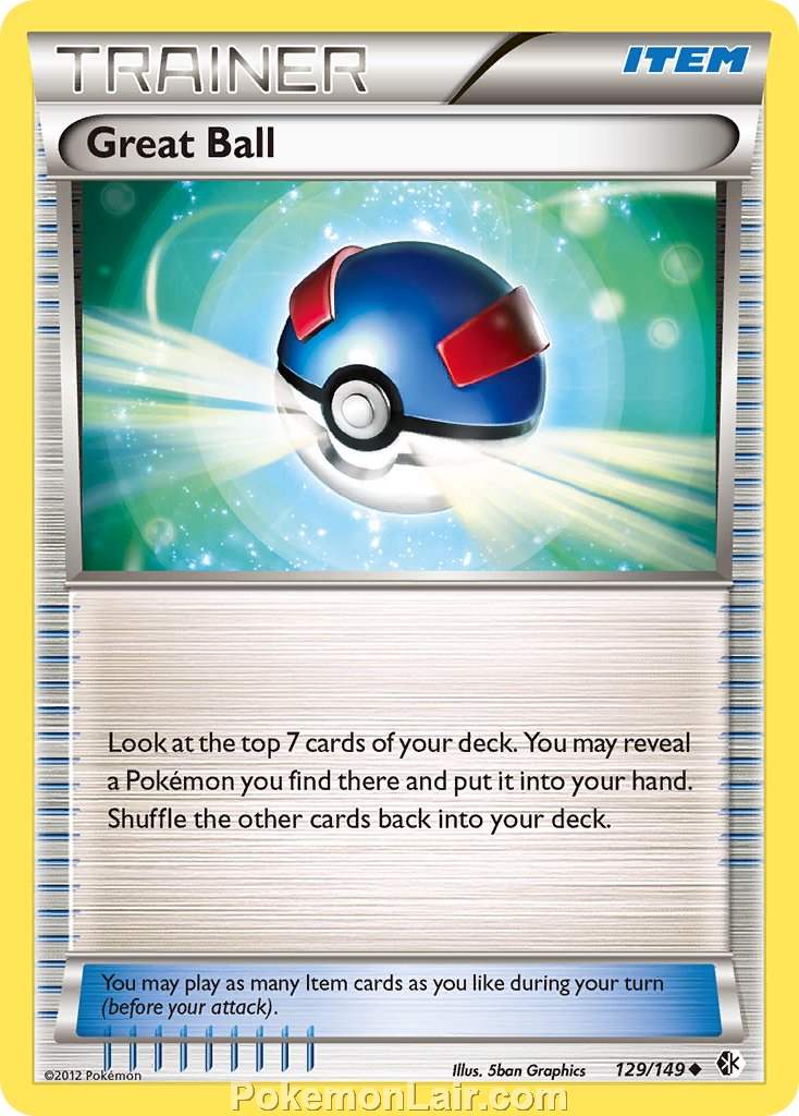 2012 Pokemon Trading Card Game Boundaries Crossed Set – 129 Great Ball