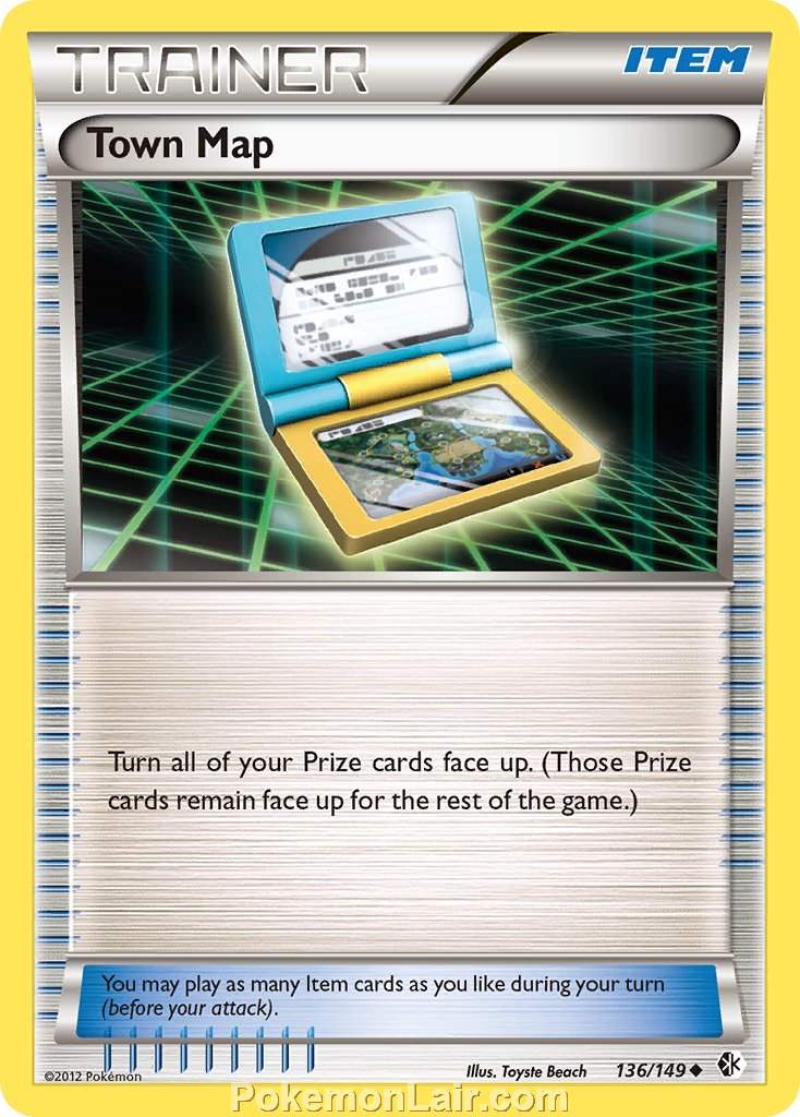 2012 Pokemon Trading Card Game Boundaries Crossed Set – 136 Town Map