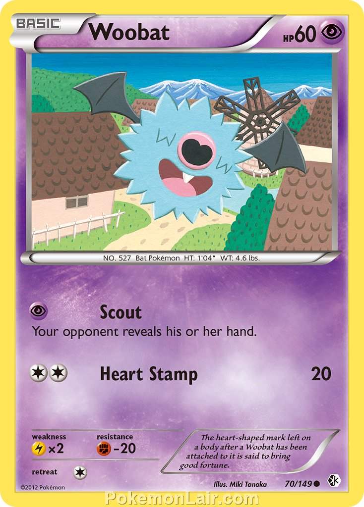 2012 Pokemon Trading Card Game Boundaries Crossed Set – 70 Woobat