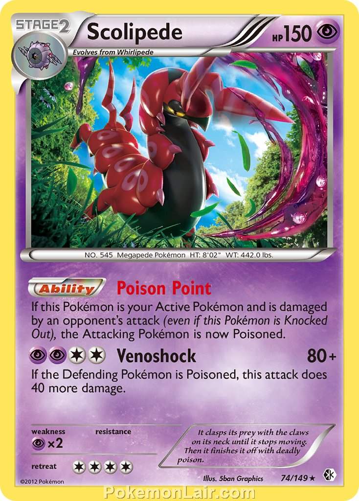 2012 Pokemon Trading Card Game Boundaries Crossed Set – 74 Scolipede