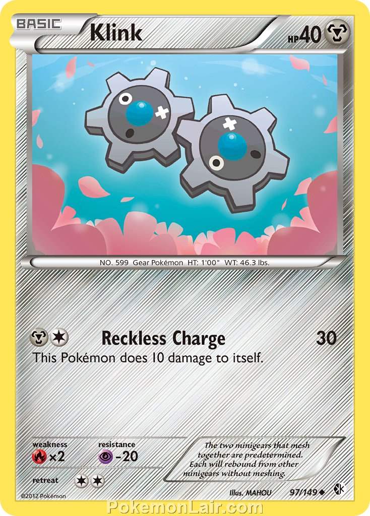 2012 Pokemon Trading Card Game Boundaries Crossed Set – 97 Klink