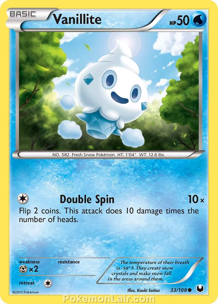 2012 Pokemon Trading Card Game Dark Explorers Price List – 33 Vanillite