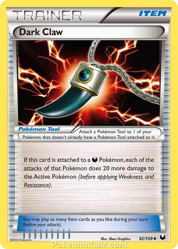 2012 Pokemon Trading Card Game Dark Explorers Price List – 92 Dark Claw