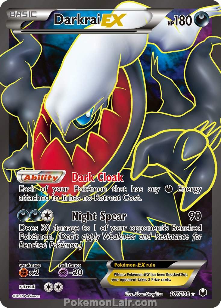 2012 Pokemon Trading Card Game Dark Explorers Set – 107 Darkrai EX