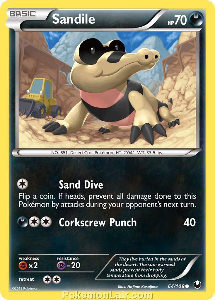 2012 Pokemon Trading Card Game Dark Explorers Set – 64 Sandile