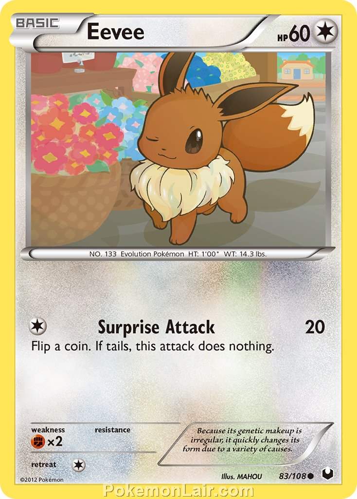 2012 Pokemon Trading Card Game Dark Explorers Set – 83 Eevee