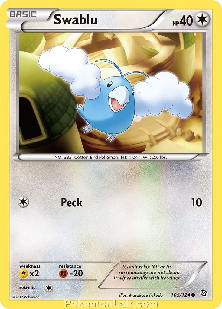 2012 Pokemon Trading Card Game Dragons Exalted Price List – 105 Swablu