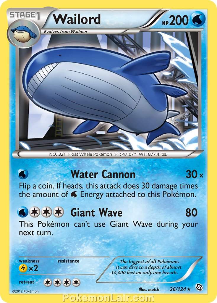 2012 Pokemon Trading Card Game Dragons Exalted Set – 26 Wailord