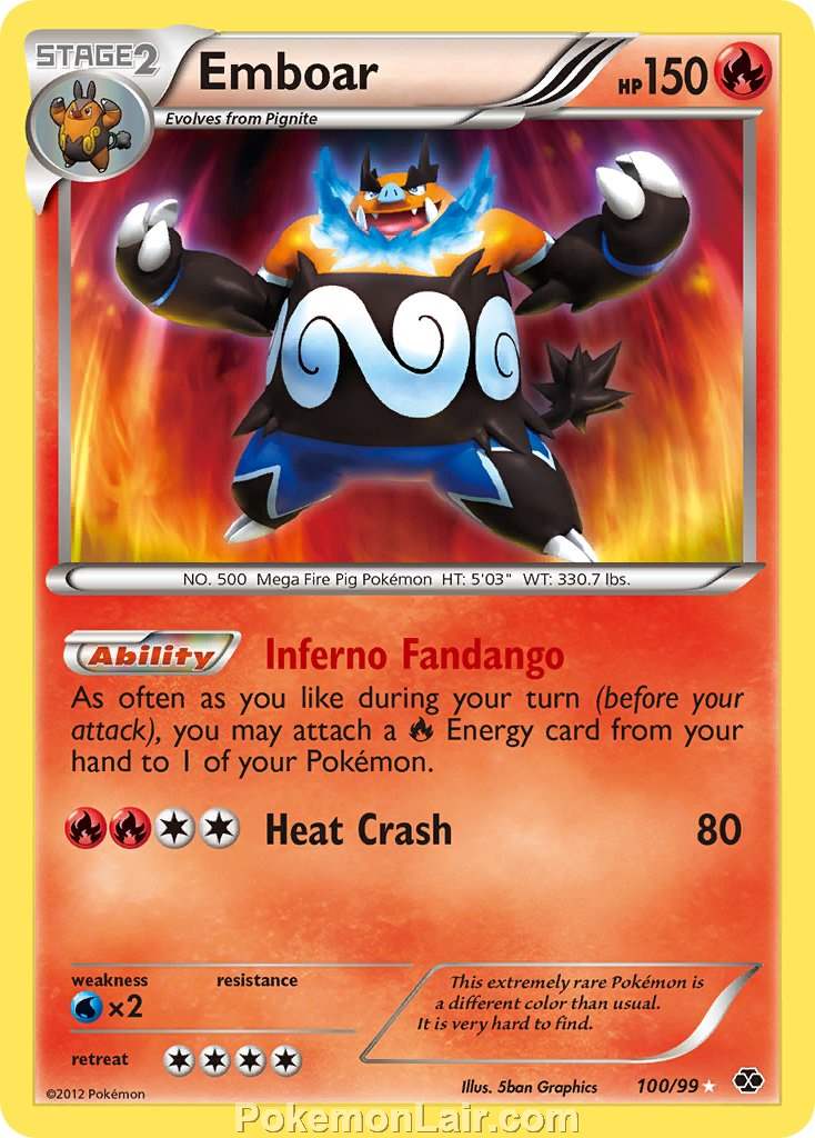 2012 Pokemon Trading Card Game Next Destinies Price List – 100 Emboar