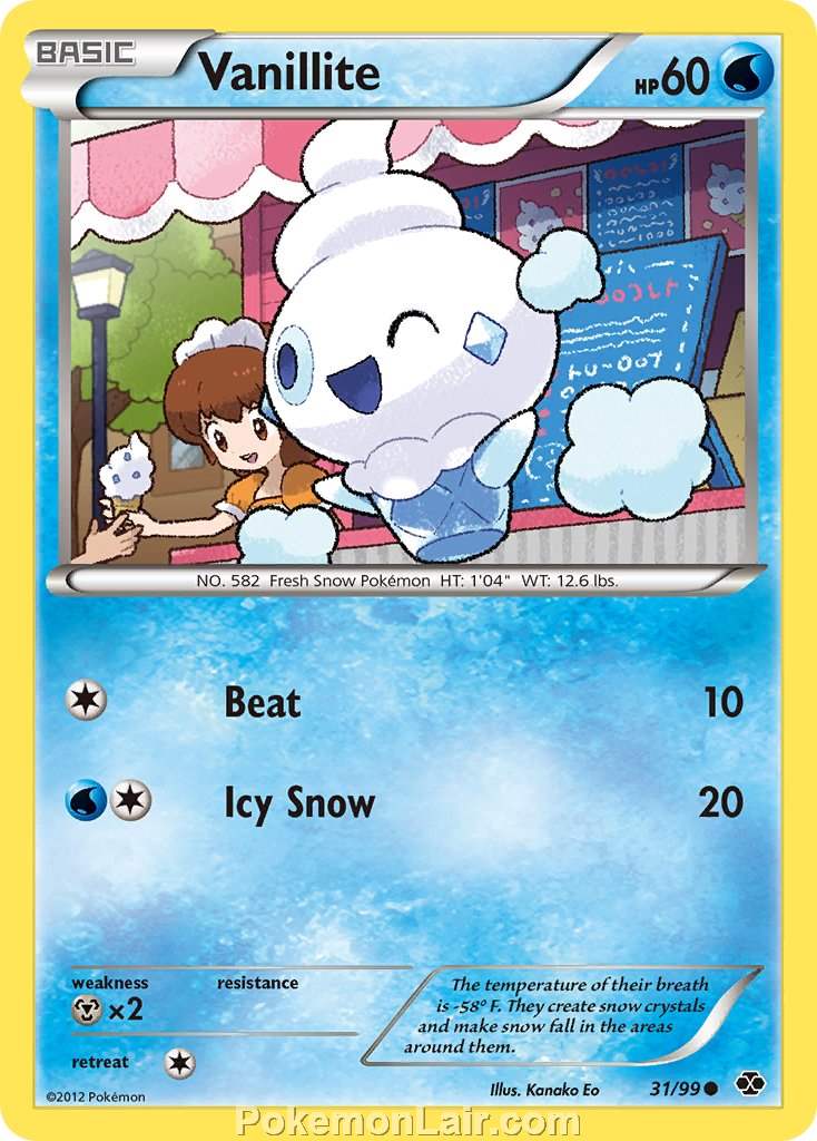 2012 Pokemon Trading Card Game Next Destinies Price List – 31 Vanillite