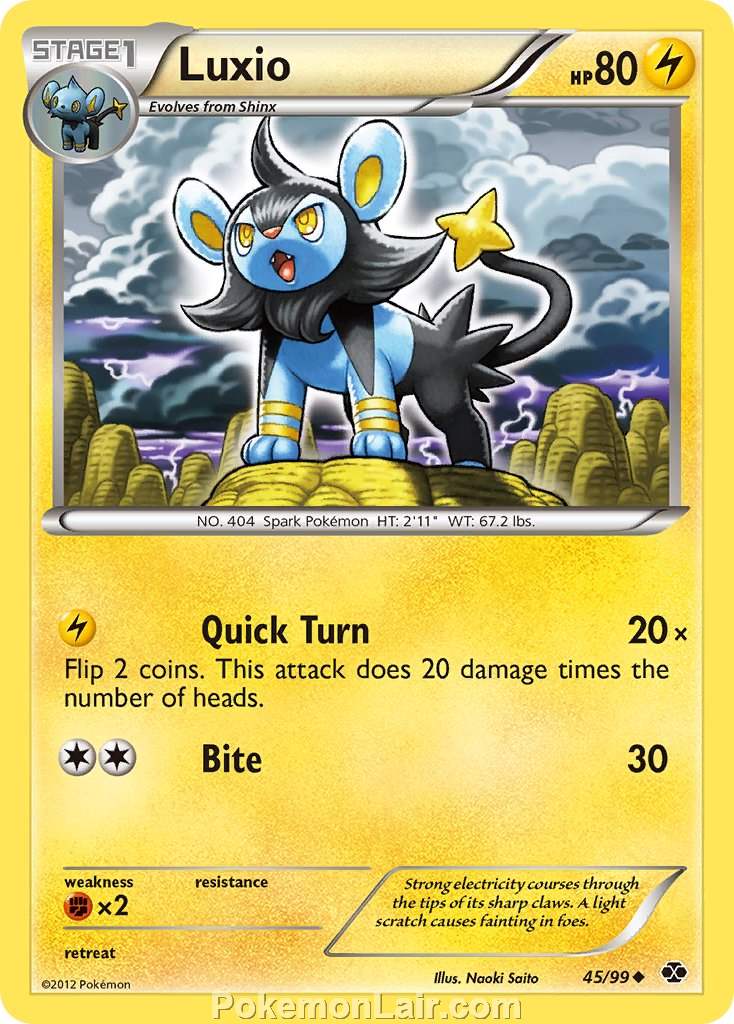 2012 Pokemon Trading Card Game Next Destinies Price List – 45 Luxio