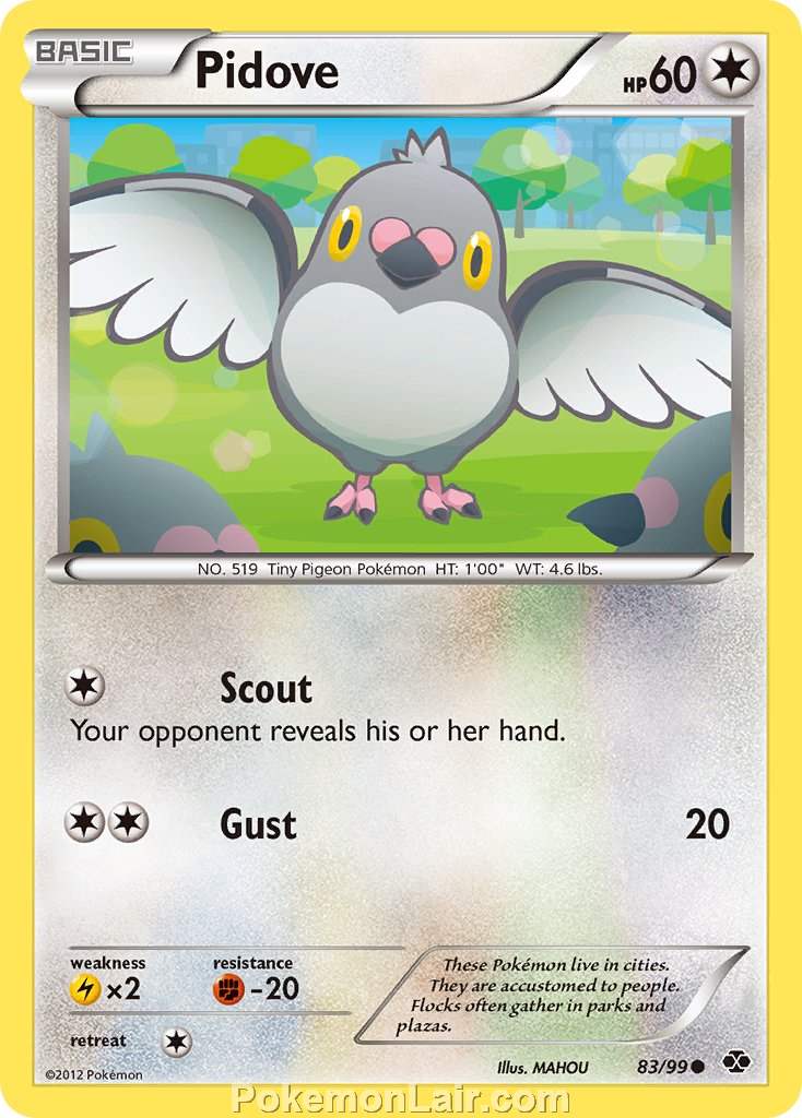 2012 Pokemon Trading Card Game Next Destinies Price List – 83 Pidove