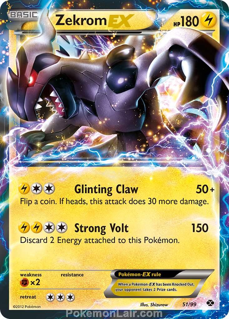 2012 Pokemon Trading Card Game Next Destinies Set – 51 Zekrom EX