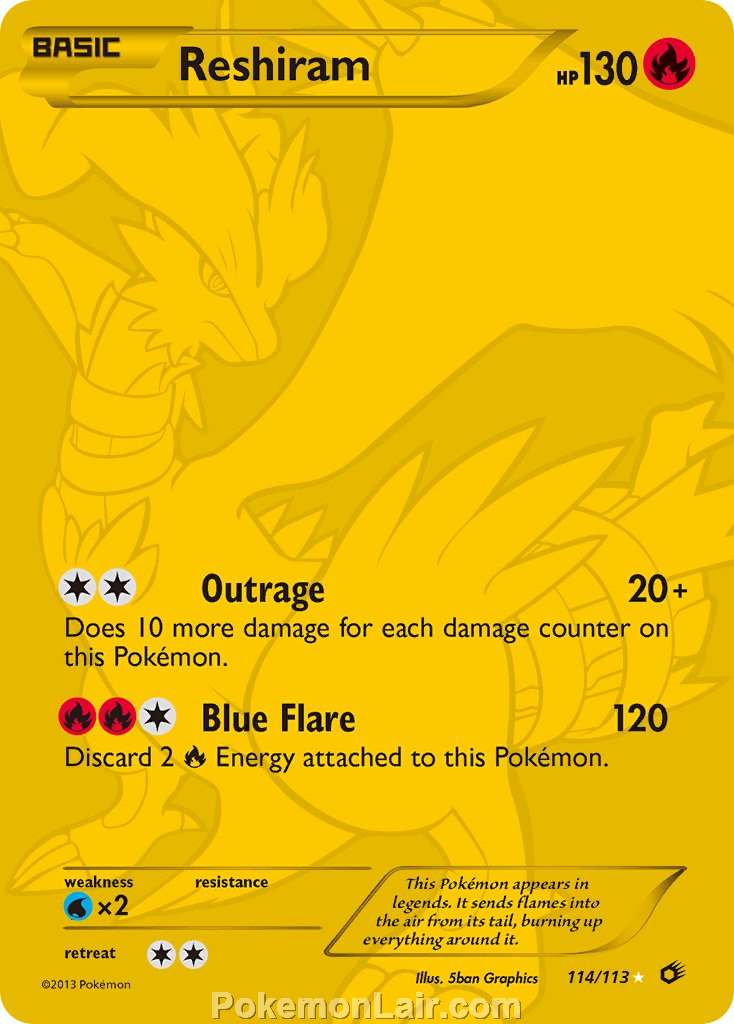 2013 Pokemon Trading Card Game Legendary Treasures Price List – 114 Reshiram