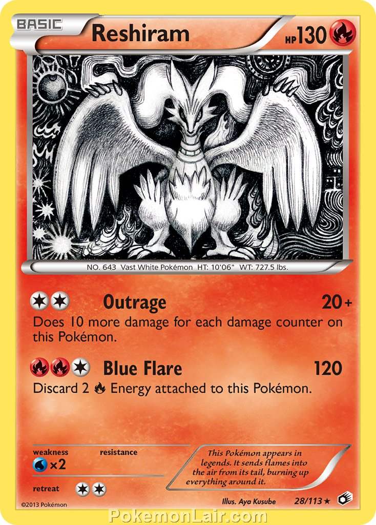 2013 Pokemon Trading Card Game Legendary Treasures Price List – 28 Reshiram