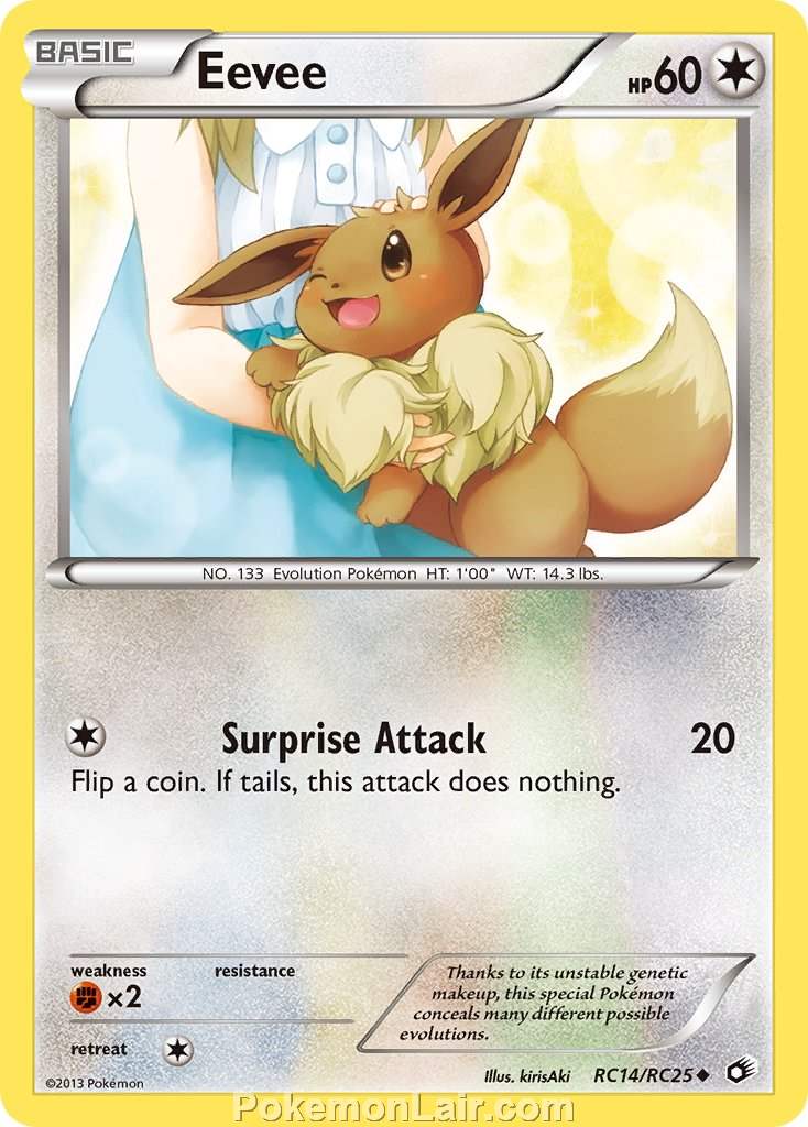 2013 Pokemon Trading Card Game Legendary Treasures Price List – RC14 Eevee