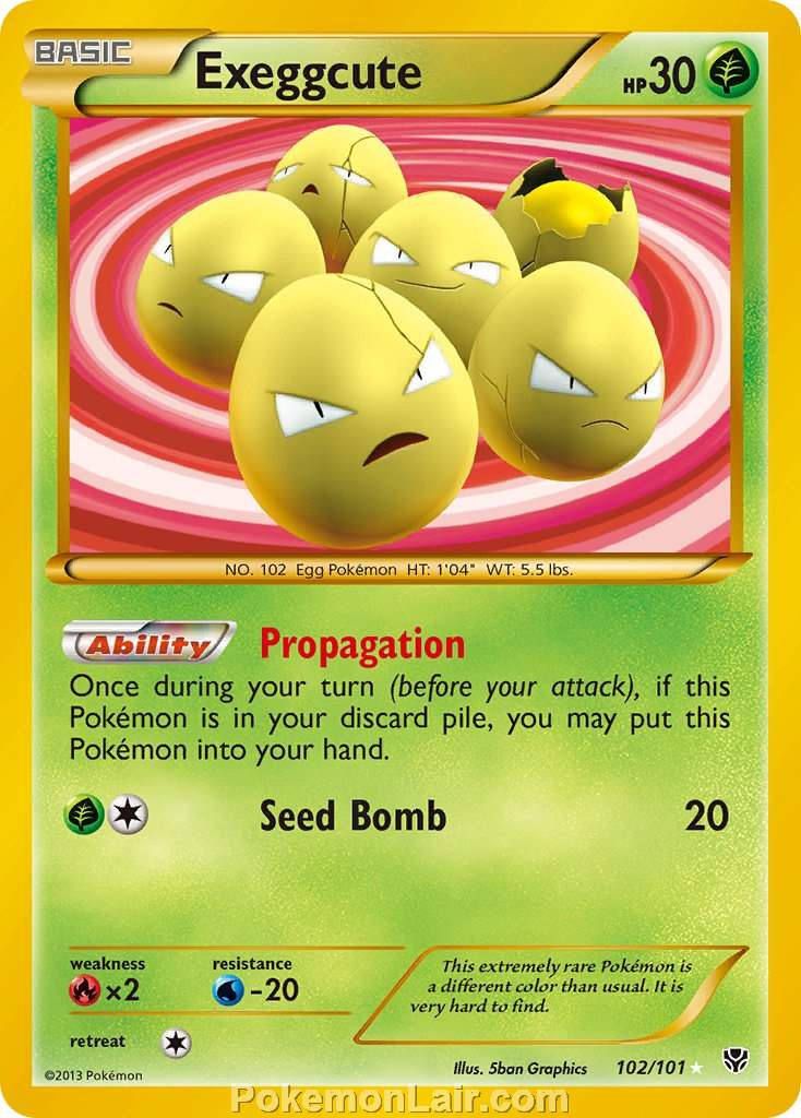 2013 Pokemon Trading Card Game Plasma Blast Price List – 102 Exeggcute