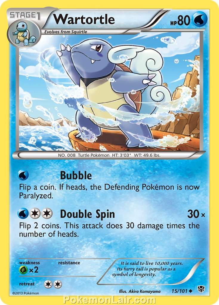 2013 Pokemon Trading Card Game Plasma Blast Price List – 15 Wartortle