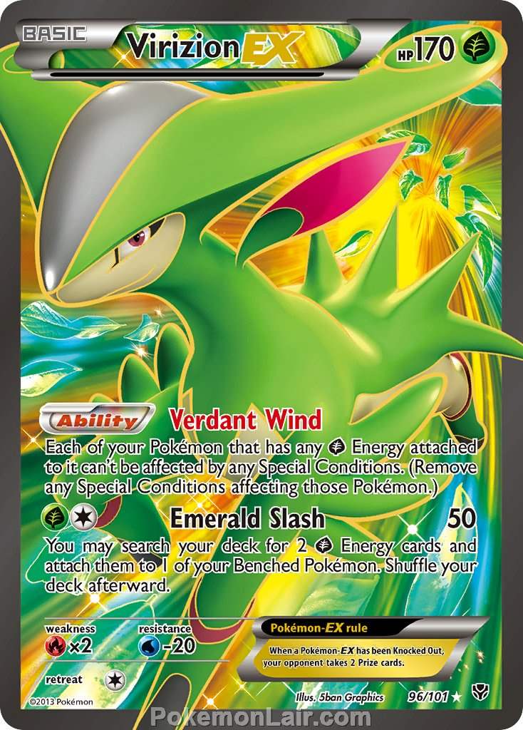 2013 Pokemon Trading Card Game Plasma Blast Price List – 96 Virizion EX