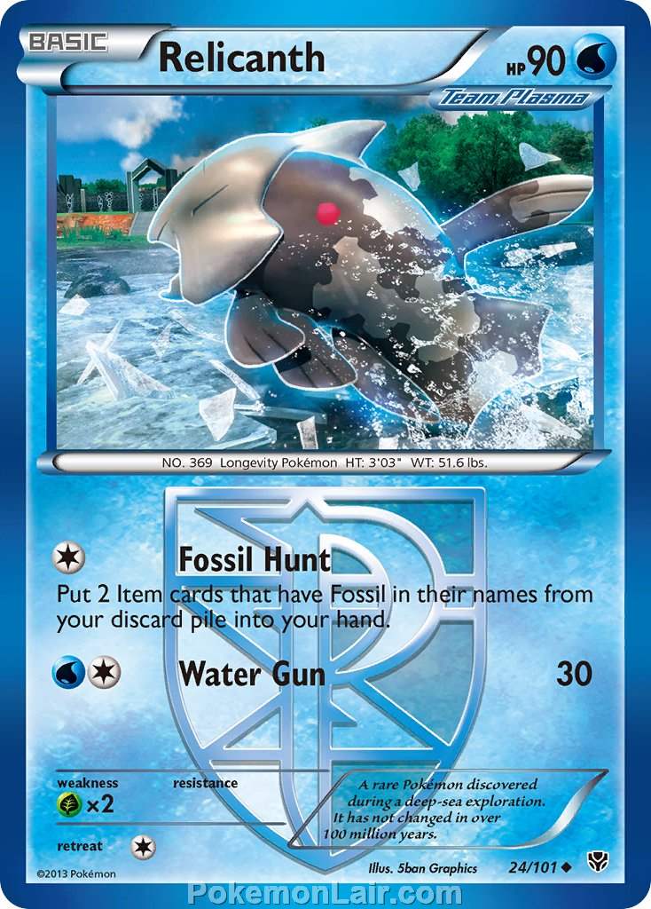 2013 Pokemon Trading Card Game Plasma Blast Set – 24 Relicanth