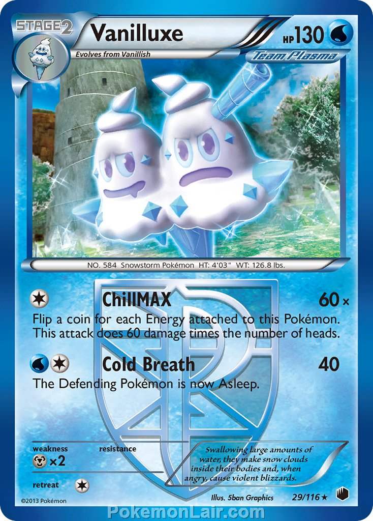 2013 Pokemon Trading Card Game Plasma Freeze Price List – 29 Vanilluxe