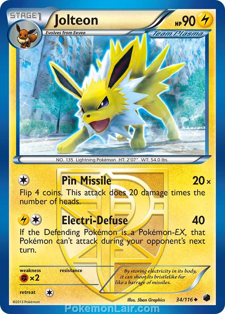 2013 Pokemon Trading Card Game Plasma Freeze Price List – 34 Jolteon