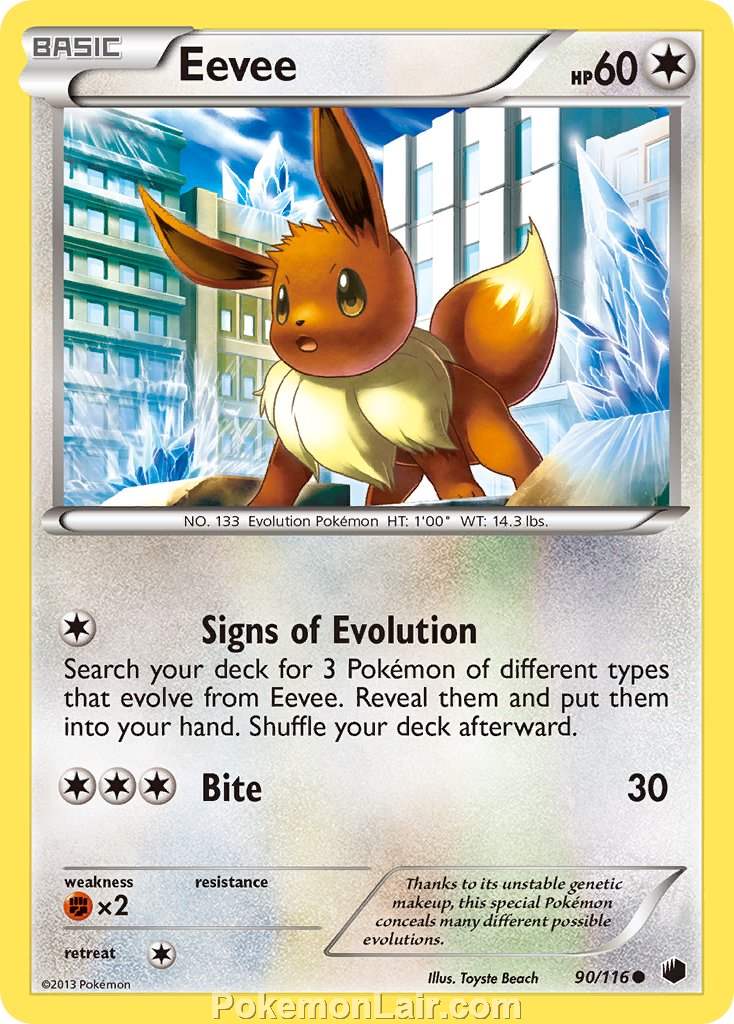 2013 Pokemon Trading Card Game Plasma Freeze Price List – 90 Eevee