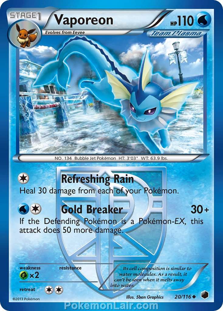 2013 Pokemon Trading Card Game Plasma Freeze Set – 20 Vaporeon