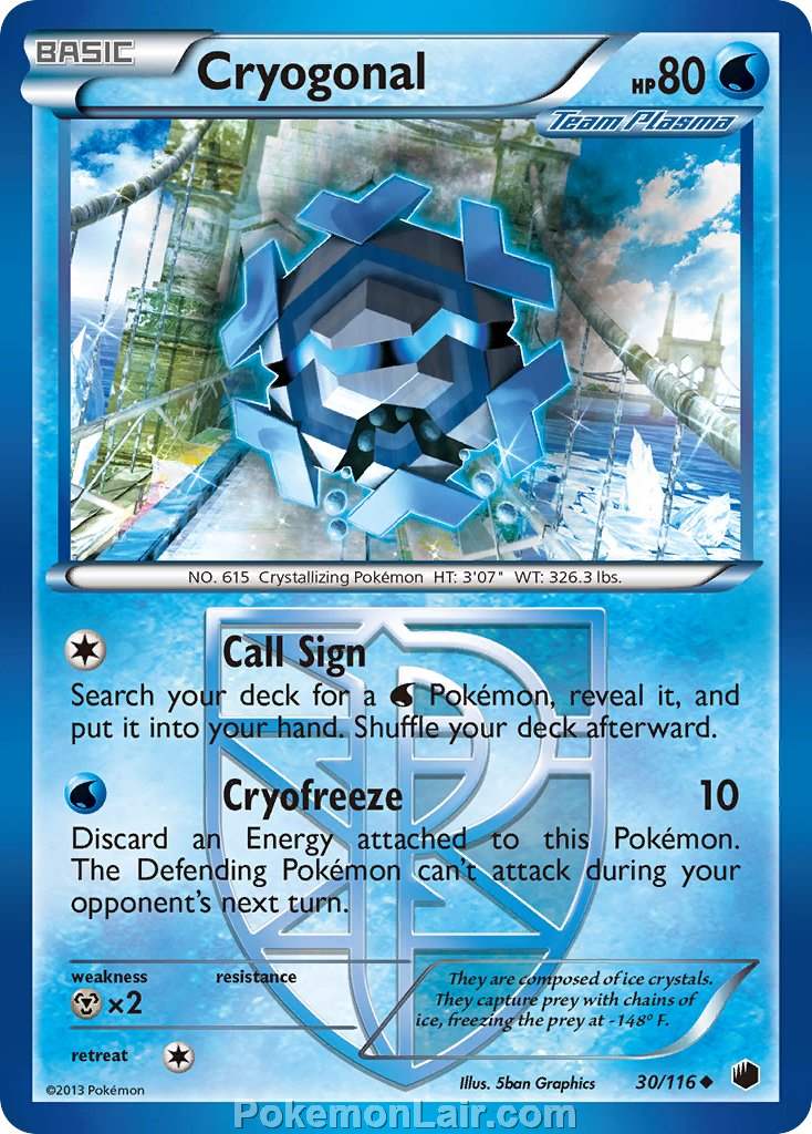 2013 Pokemon Trading Card Game Plasma Freeze Set – 30 Cryogonal