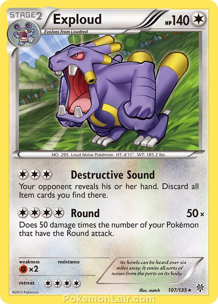 2013 Pokemon Trading Card Game Plasma Storm Price List – 107 Exploud