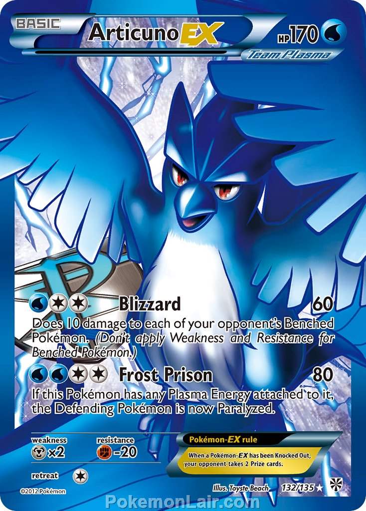 2013 Pokemon Trading Card Game Plasma Storm Price List – 132 Articuno EX