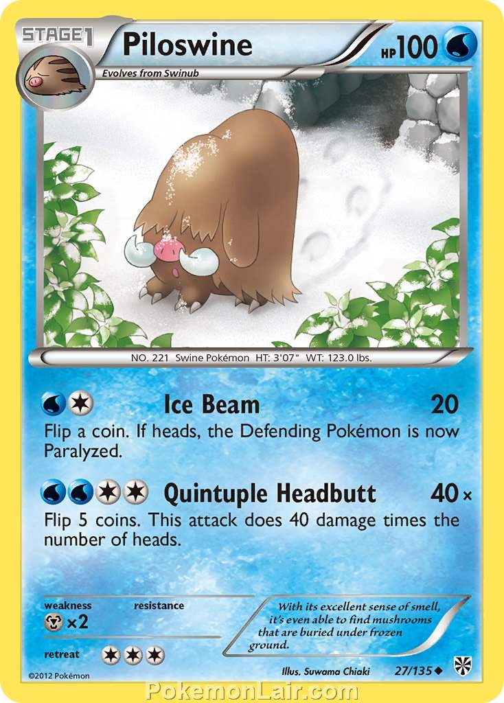 2013 Pokemon Trading Card Game Plasma Storm Price List – 27 Piloswine